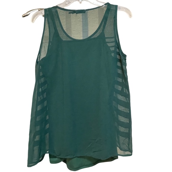 Sheer Green blouse with green cami - Picture 2 of 5